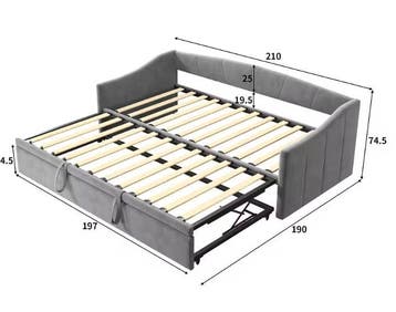 2-in-1 Sofa Bed met Uittrekbaar Bed en Velvet Stoffering 90x, Verzenden, Nieuw