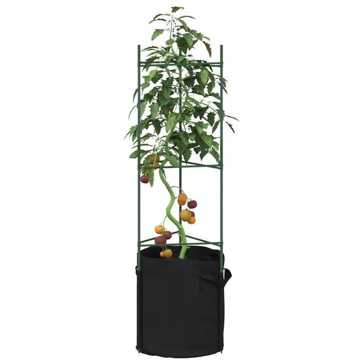 vidaXL Tomatenkooi met plantenzak 2 st 116 cm staal en, Tuin en Terras, Overige Tuin en Terras, Nieuw, Verzenden