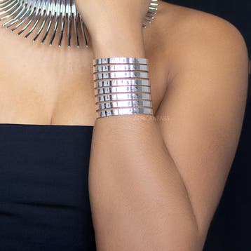 Afrikaanse stijl Bangle armband sieraad - zilver, Sieraden, Tassen en Uiterlijk, Armbanden, Ophalen of Verzenden, Nieuw