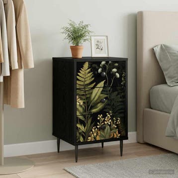 vidaXL Nachtkastje RHENEN Zwart eiken 36 x 33 x 61 cm, Huis en Inrichting, Minder dan 45 cm, Verzenden, Nieuw, 55 tot 70 cm