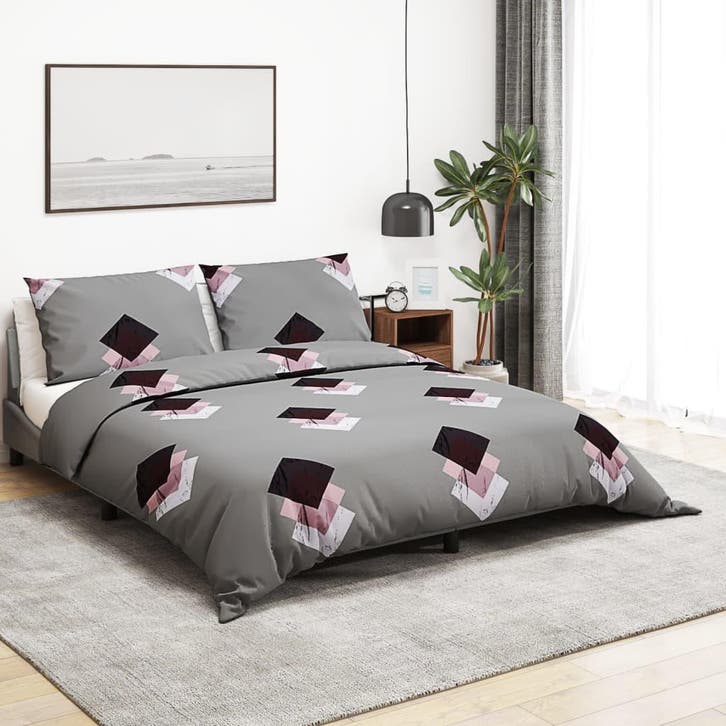 vidaXL Dekbedovertrekset 200x200 cm katoen grijs, Huis en Inrichting, Slaapkamer | Beddengoed, Grijs, Nieuw, Verzenden