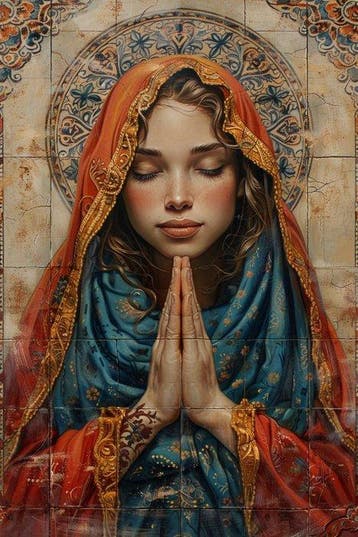 CAMILART.ES_(2002) - ANDALUSIAN TILES MADONNA PRAYING #9, Antiek en Kunst
