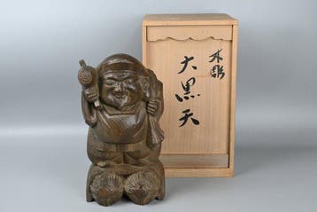 Maekawa Masaji Wood Carved Daikokuten Sculpture - sculptuur