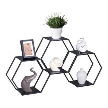 Wandrek Tand 3-delig wandplankenset zwart 32x37x19 cm [en.ca, Verzenden, Nieuw