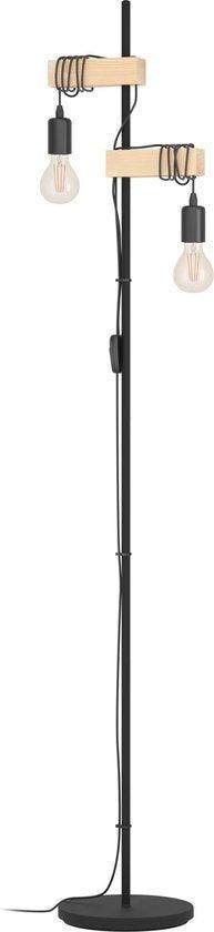 EGLO Townshend Vloerlamp - E27 - 2 Lichts - Zwart/Bruin, Huis en Inrichting, Verzenden, Nieuw