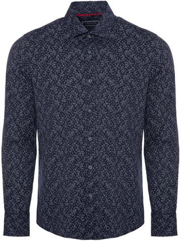 Casual Blauw Overhemd Print Lange Mouw Heren Carisma 8626, Verzenden, Nieuw, Blauw