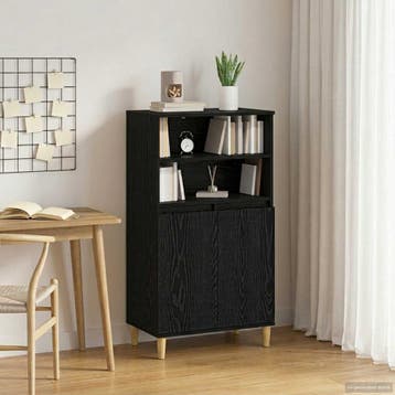 vidaXL buffetkast Zwart eiken 60 x 36 x 110 cm Bewerkt hout, Minder dan 50 cm, Verzenden, 100 tot 150 cm, Nieuw
