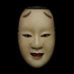 Signed Japan Wooden Noh Mask of JUROKU   - sculptuur