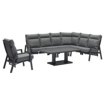 Caribbean verstelbare hoek loungeset 6 delig aluminium, Ophalen of Verzenden, Nieuw, Aluminium