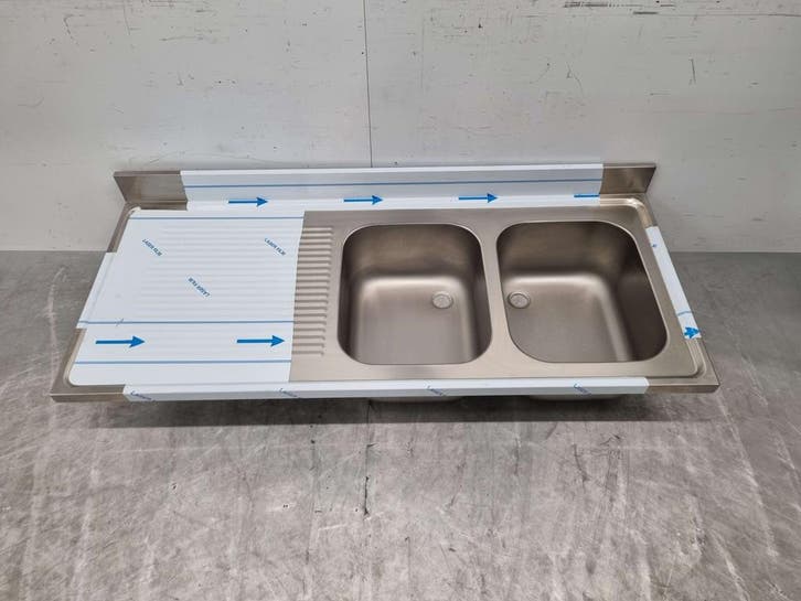 RVS Spoelblad Dubbele spoelbakken 160 x 70 cm Horeca, Zakelijke goederen, Horeca | Keukenapparatuur, Nieuw zonder verpakking, Ophalen of Verzenden