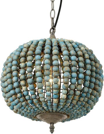Kroonluchter Boho Blauw 30cm | Tweedekansje | OP=OP, Retro vintage, rustiek, landelijk, Nieuw, Ophalen of Verzenden, Minder dan 50 cm