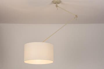 Rietveld Hanglampen - Wit, Beige, Zand - Stof, Metaal, Verzenden, Nieuw