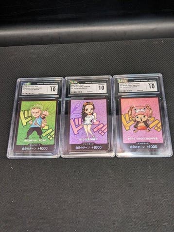 Bandai - 3 Graded card - One Piece -  Foil - CGC 10, Nieuw