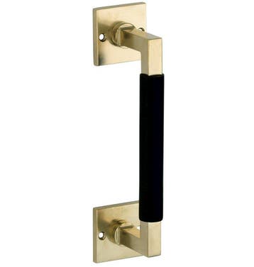 Deurgreep Bauhaus ebben vierkant rozet 182 mm messing antiek, Verzenden, Nieuw