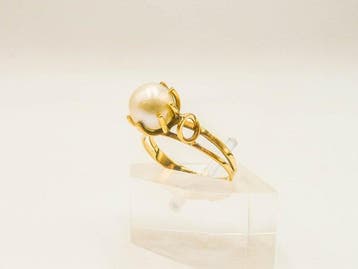 Ring - 18 karaat Geel goud Parel, Nieuw