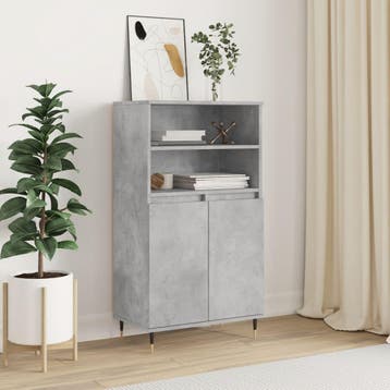 vidaXL buffetkast 60x36x110 cm bewerkt hout betongrijs, Huis en Inrichting, Minder dan 50 cm, Verzenden, 100 tot 150 cm, Nieuw