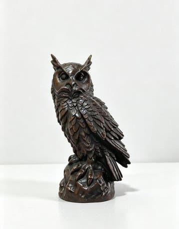 Figuur - Carved owl sculpture - Koper