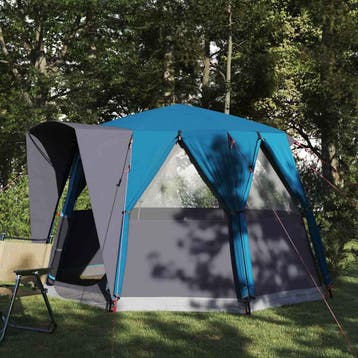 vidaXL Cabine Tent 3-Persoon met dak Blauw en Grijs 320 x, Verzenden, Nieuw, Tot en met 2