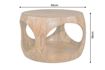 Salontafel ORGANIC LOOP 60cm rond met opbergruimte sheesham, Ophalen of Verzenden, Nieuw