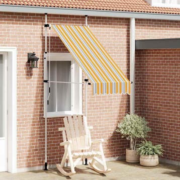vidaXL Luifel handmatig uittrekbaar 100 cm geel en blauwe, Verzenden, Nieuw