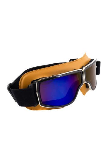 Goggles Motorbril Skibril Bril Caramelbruin Montuur Blauwe S, Ophalen of Verzenden, Nieuw, Overige maten, Carnaval