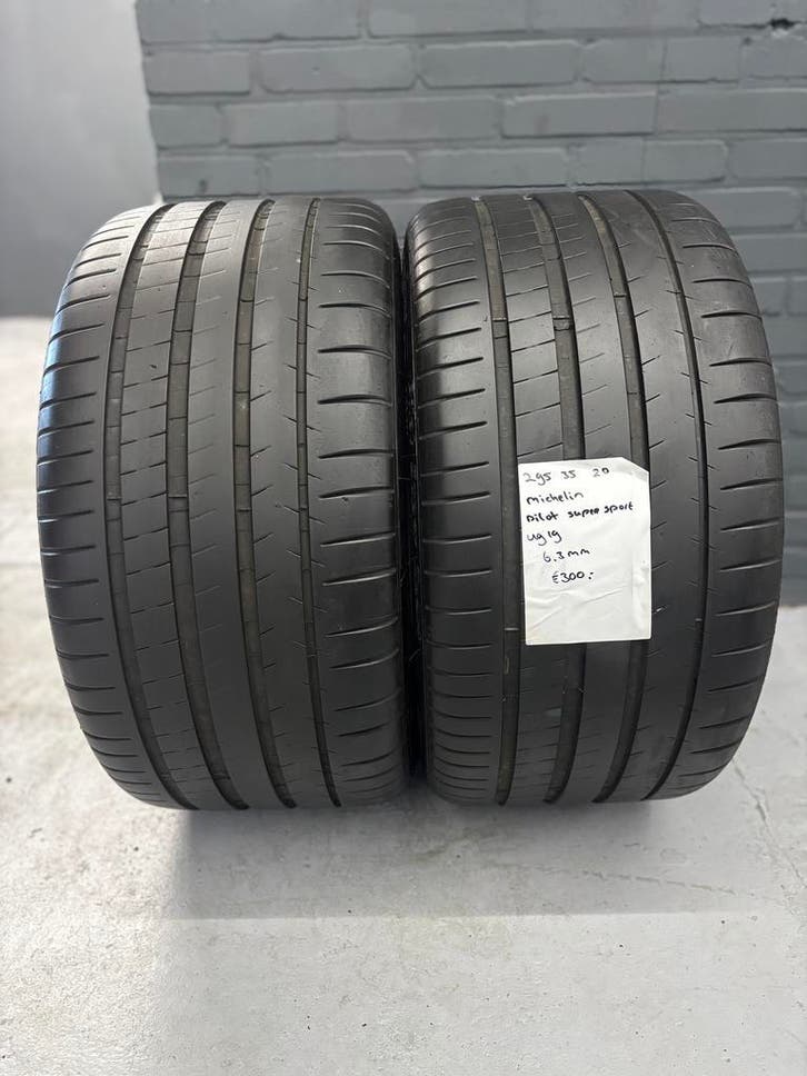 295/35/20 MICHELIN PILOT SUPER SPORT 6,3MM 2 STUKS €300,-, Auto-onderdelen, Banden en Velgen, 20 inch, Zomerbanden, 295 mm, Personenwagen