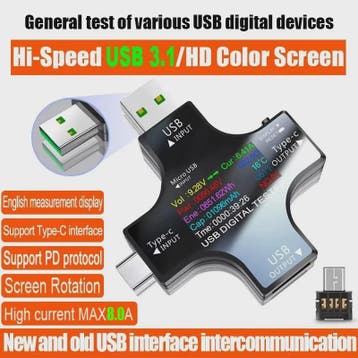 USB Tester Type-C PD Digitale Voltmeter Amperemeter - Meet C, Verzenden, Nieuw