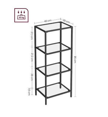 Staande glazen plank met metalen frame – 4 lagen, Verzenden, Nieuw