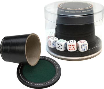 Pokerbeker met Pokerstenen Leer (9 cm) | HOT Games -, Verzenden, Nieuw