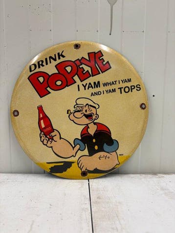 Popeye – Drink Popeye – Klassiek Cartoon Emaille Reclamebord, Nieuw in verpakking