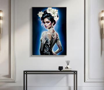 SCHILDERIJ OP DOEK GELAKT ISABEL MET LIJST -B- CM 72X4X102 -, Ophalen of Verzenden, Nieuw