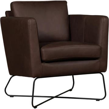 Set van 2 Leren fauteuils Club - Rancho Brown (bruin), Nieuw, Ophalen of Verzenden, 75 tot 100 cm, Leer