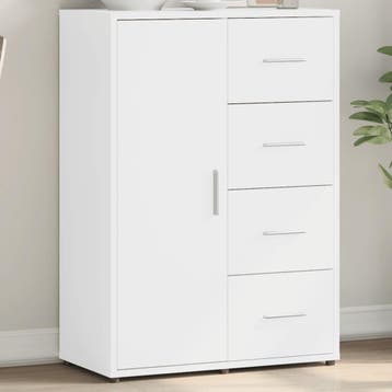 vidaXL Dressoir 60x31x84 cm bewerkt hout wit, Verzenden, Nieuw, Overige houtsoorten, Minder dan 50 cm