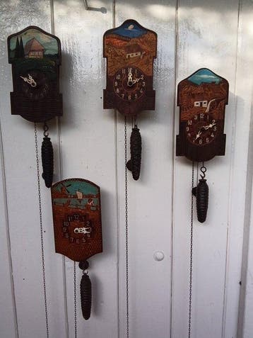 Zwarte Woud wandklok (4) - Hout - 1930-1940 - 4x antieke, Antiek en Kunst