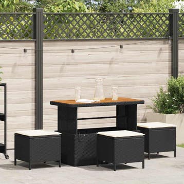 vidaXL Tuin eettafelset 4 st Zwart poly rattan, Verzenden, Nieuw, 4 zitplaatsen