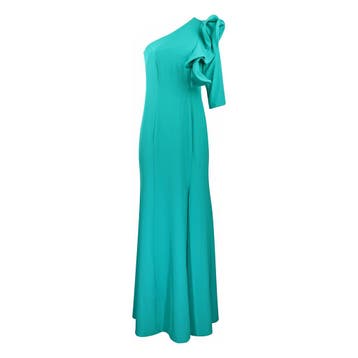 Rinascimento • pauw groene one shoulder jurk • M, Kleding | Dames, Maat 38/40 (M), Verzenden, Rinascimento, Nieuw