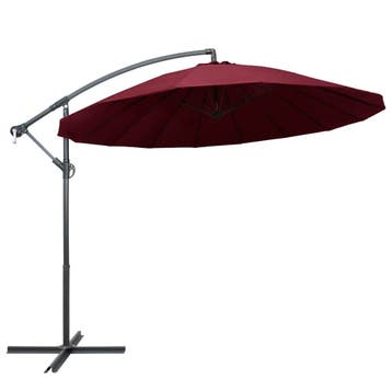 vidaXL Zweefparasol met aluminium paal 3 m bordeauxrood, Tuin en Terras, Parasols, Verzenden, Nieuw, 1 tot 2 meter, Zweefparasol
