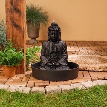 Boeddha waterfontein – zwart - 23 x 17 x 39,5 cm | IPX8, Verzenden, Nieuw