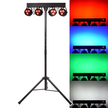 QTX Oplaadbare LED-lichtset Op T-bar Met 4 RGBW PAR-lampen,, Verzenden, Nieuw, Overige typen