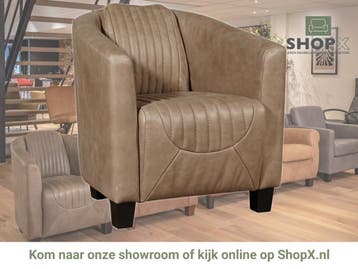 Leren fauteuil Press Special - Vintage Taupe (taupe/bruin), Nieuw, Ophalen of Verzenden, Eigentijds, Klassiek, Retro, Romantisch, Vintage
