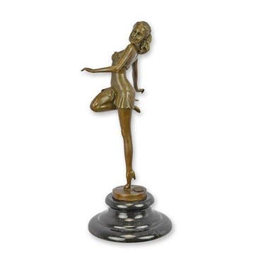 sculptuur, Beautiful Art Deco Bronze Sculpture – Dancing