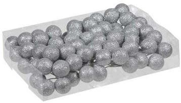 Glitter Kerstballen Zilver 30 mm doosje 10x8 stuks, Ophalen of Verzenden, Nieuw