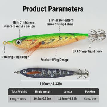 Leydun EGI Vis Lures Set - 6 Stuks 110mm - Luminous & UV Coa, Dieren en Toebehoren, Verzenden, Nieuw
