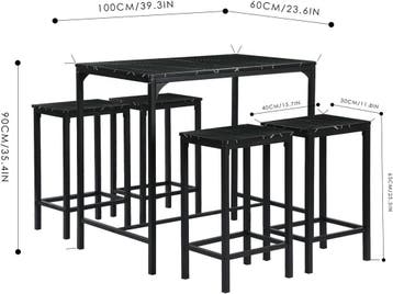 Eettafel - 4 personen - Eetkamer Tafel - Met 4 barkrukken -, Verzenden, Zo goed als nieuw