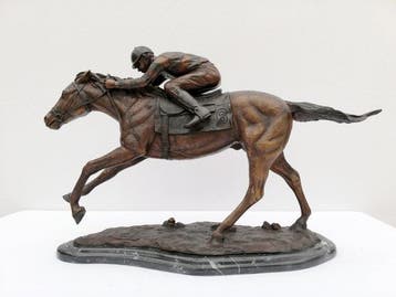 sculptuur, Riding horse - Racing horse - 54 cm - Brons,