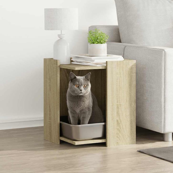 vidaXL Kattenbakkast 42x42x51 cm bewerkt hout sonoma, Dieren en Toebehoren, Katten-accessoires, Nieuw, Verzenden