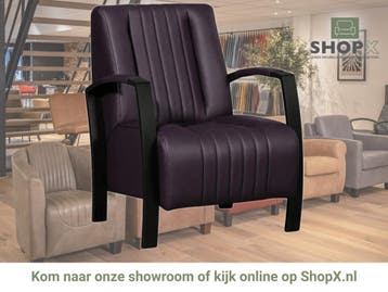 Leren fauteuil Glamour - Toledo Aubergine (paars), Nieuw, Ophalen of Verzenden, 50 tot 75 cm, Industrieel, Modern, Retro