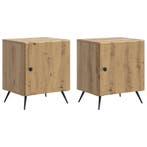 vidaXL Nachtkastje 2 pcs Artisanaal eiken 43 x 34,5 x 50 cm, Huis en Inrichting, Slaapkamer | Nachtkastjes, Minder dan 45 cm, Verzenden
