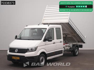Volkswagen Crafter 140pk Kipper Dubbele Cabine Trekhaak 7 zi, Gebruikt, Euro 6, Volkswagen, Leder