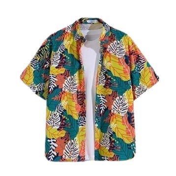 Hawaii Party Blouse – Groen/Geel/Wit met - Maat L, Ophalen of Verzenden, Nieuw, Maat 52/54 (L)